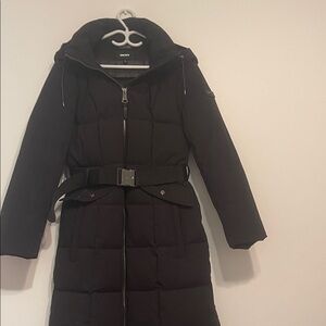DKNY Women's Black Belted Puffer Coat